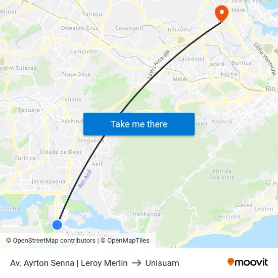 Av. Ayrton Senna | Leroy Merlin to Unisuam map