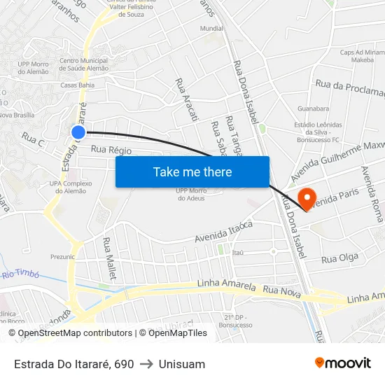 Estrada Do Itararé, 690 to Unisuam map