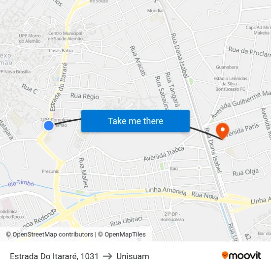 Estrada Do Itararé, 1031 to Unisuam map
