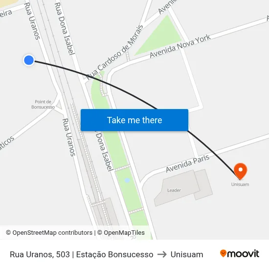 Rua Uranos, 503 | Estação Bonsucesso to Unisuam map