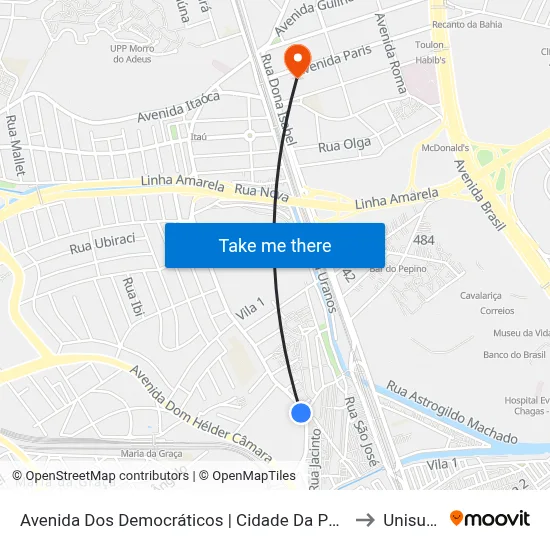 Avenida Dos Democráticos | Cidade Da Polícia (1) to Unisuam map