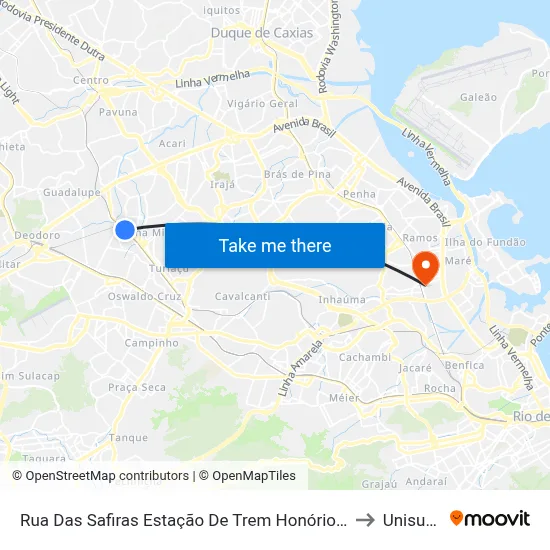 Rua Das Safiras Estação De Trem Honório Gurgel to Unisuam map