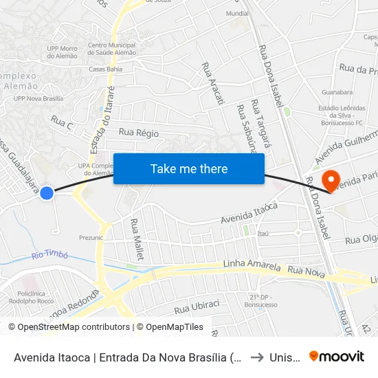 Avenida Itaoca | Entrada Da Nova Brasília (Sentido Inhaúma) to Unisuam map