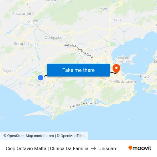 Ciep Octávio Malta | Clínica Da Família to Unisuam map