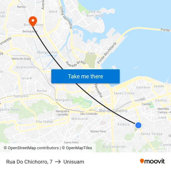 Rua Do Chichorro, 7 to Unisuam map