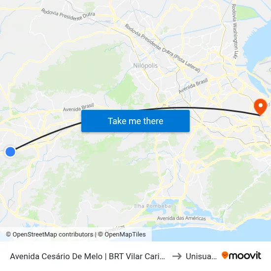 Avenida Cesário De Melo | BRT Vilar Carioca to Unisuam map
