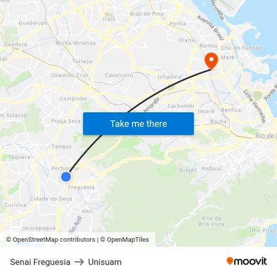 Senai Freguesia to Unisuam map
