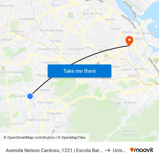 Avenida Nelson Cardoso, 1221 | Escola Barão Da Taquara to Unisuam map