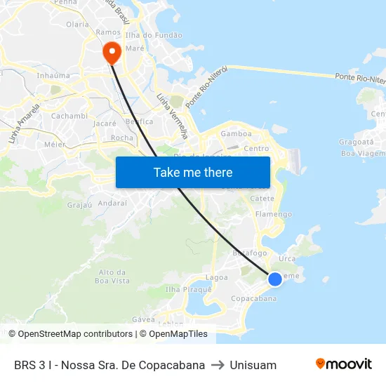 BRS 3 I - Nossa Sra. De Copacabana to Unisuam map