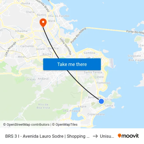 BRS 3 I - Avenida Lauro Sodre | Shopping Rio Sul to Unisuam map