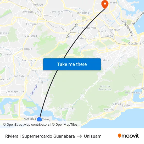 Riviera | Supermercardo Guanabara to Unisuam map
