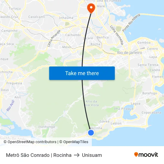 Metrô São Conrado | Rocinha to Unisuam map