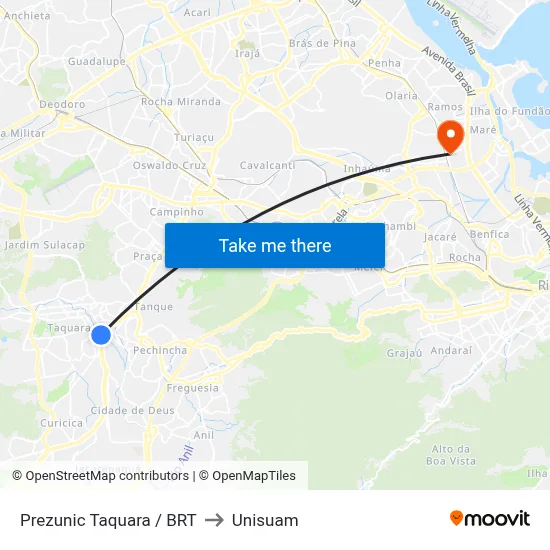 Prezunic Taquara / BRT to Unisuam map