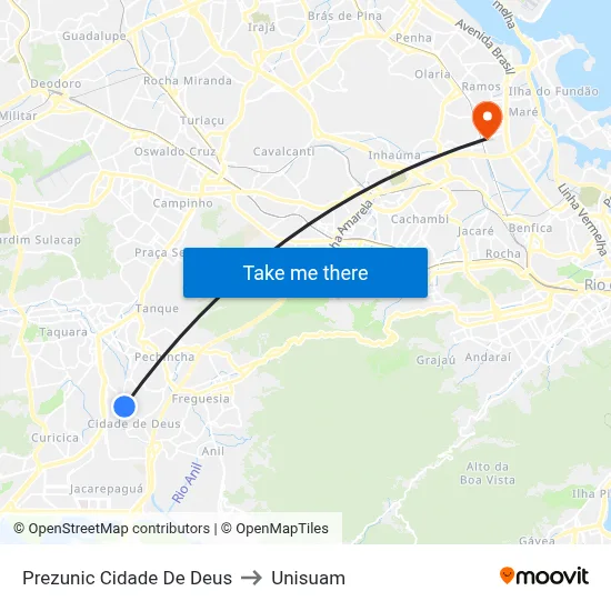 Prezunic Cidade De Deus to Unisuam map