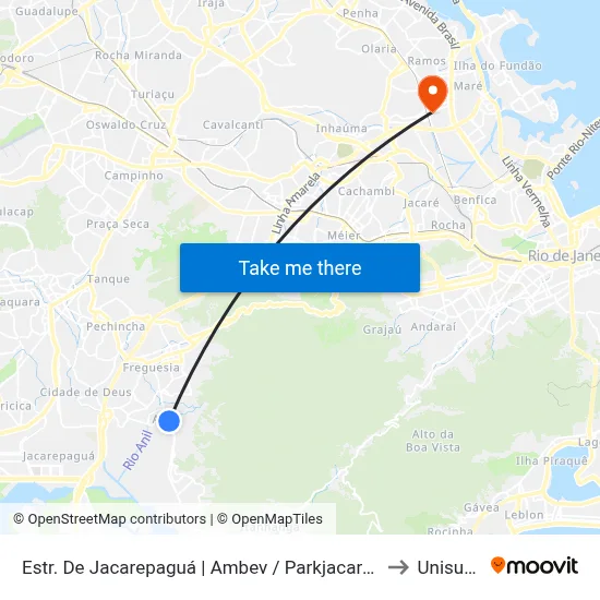 Estr. De Jacarepaguá | Ambev / Parkjacarepaguá to Unisuam map