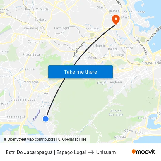 Estr. De Jacarepaguá | Espaço Legal to Unisuam map