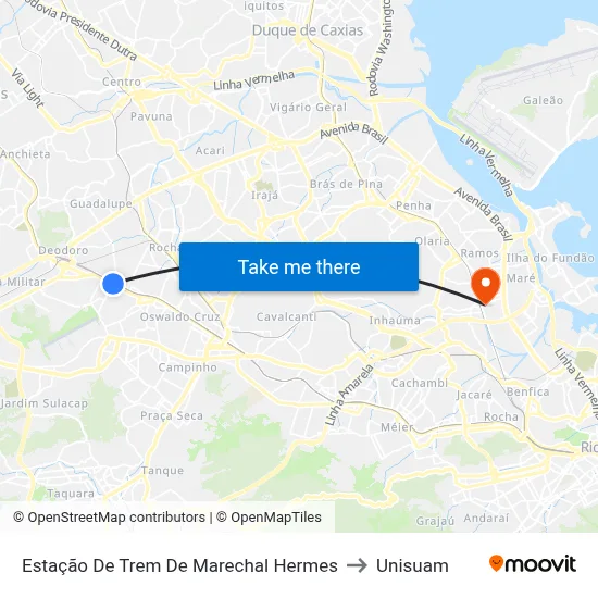 Estação De Trem De Marechal Hermes to Unisuam map