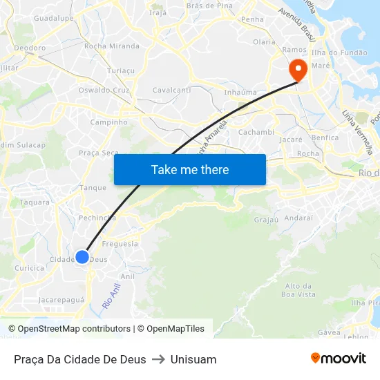 Praça Da Cidade De Deus to Unisuam map