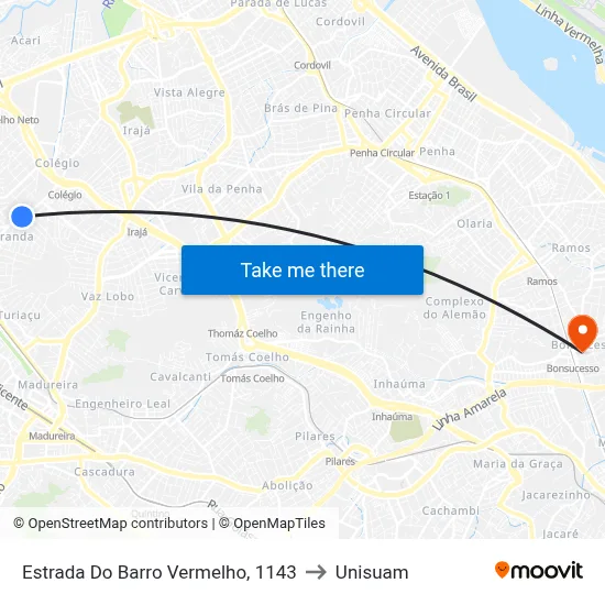 Estrada Do Barro Vermelho, 1143 to Unisuam map