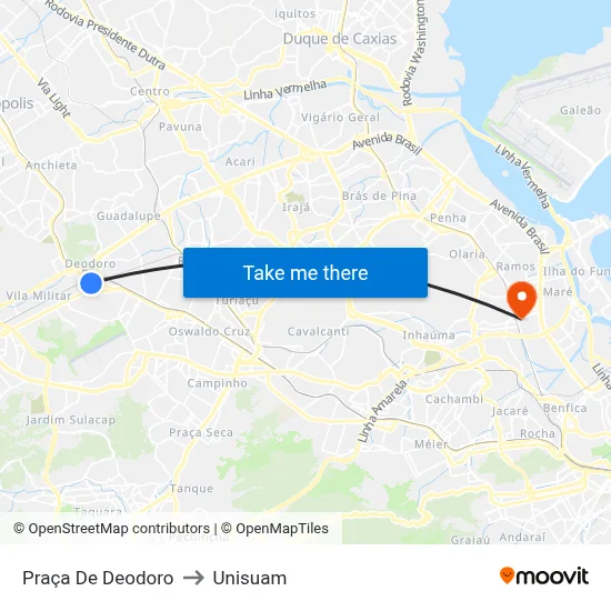 Praça De Deodoro to Unisuam map