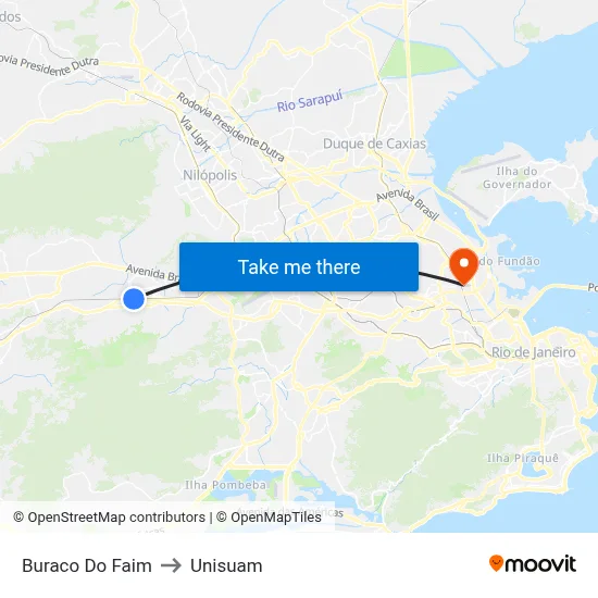 Buraco Do Faim to Unisuam map