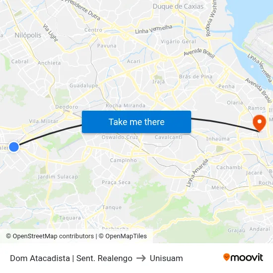 Dom Atacadista | Sent. Realengo to Unisuam map