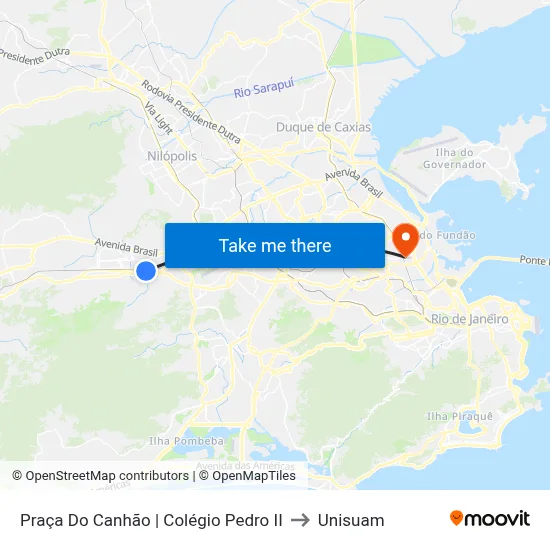 Praça Do Canhão | Colégio Pedro II to Unisuam map
