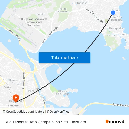 Rua Tenente Cleto Campêlo, 582 to Unisuam map
