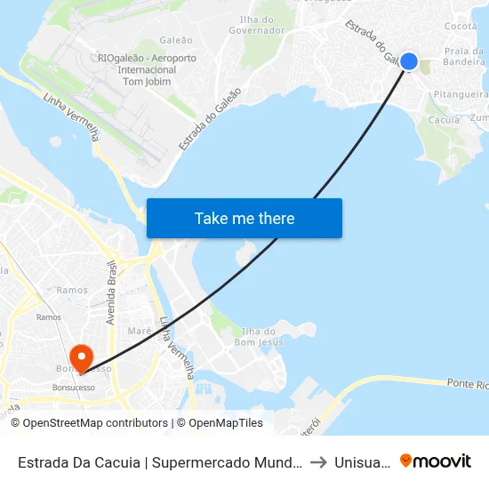 Estrada Da Cacuia | Supermercado Mundial to Unisuam map