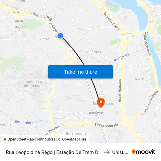 Rua Leopoldina Rêgo | Estação De Trem De Olaria to Unisuam map