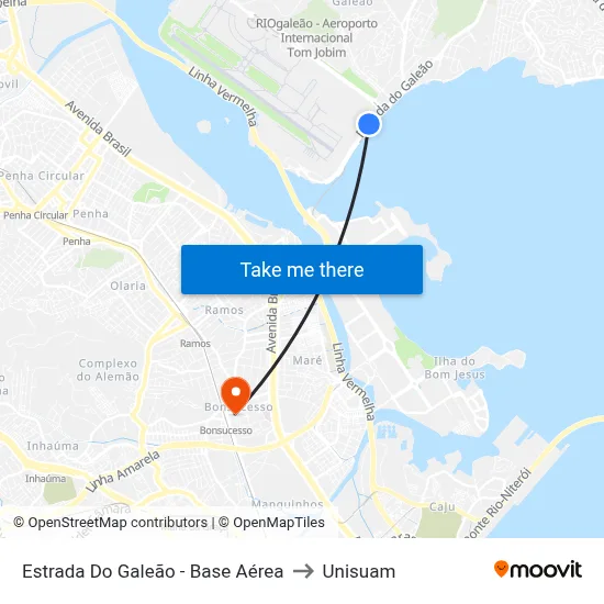 Estrada Do Galeão - Base Aérea to Unisuam map