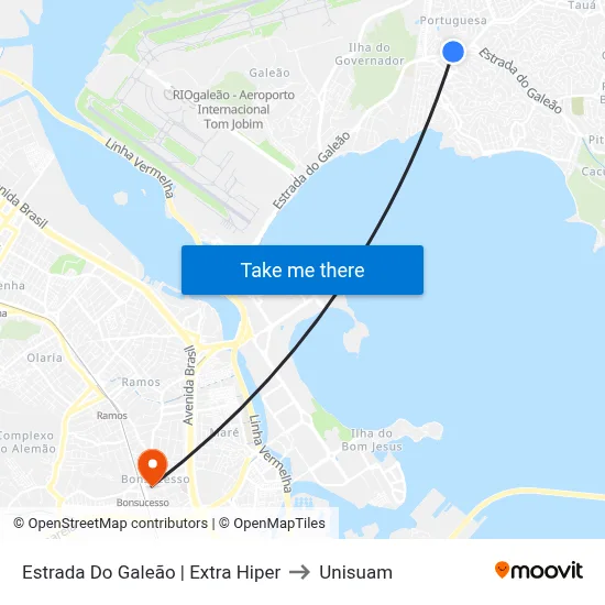Estrada Do Galeão | Extra Hiper to Unisuam map