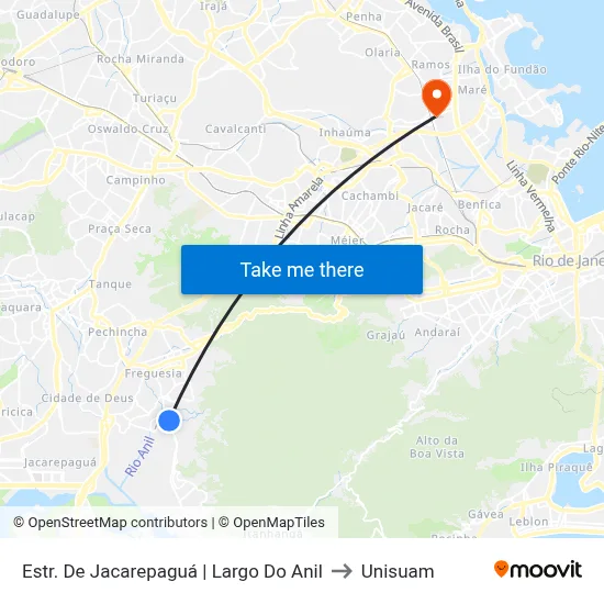 Estr. De Jacarepaguá | Largo Do Anil to Unisuam map