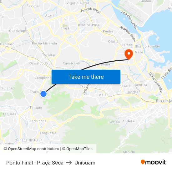 Ponto Final - Praça Seca to Unisuam map