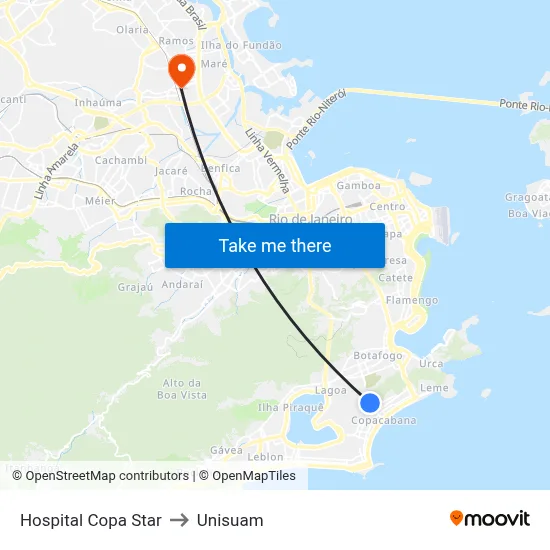 Hospital Copa Star to Unisuam map