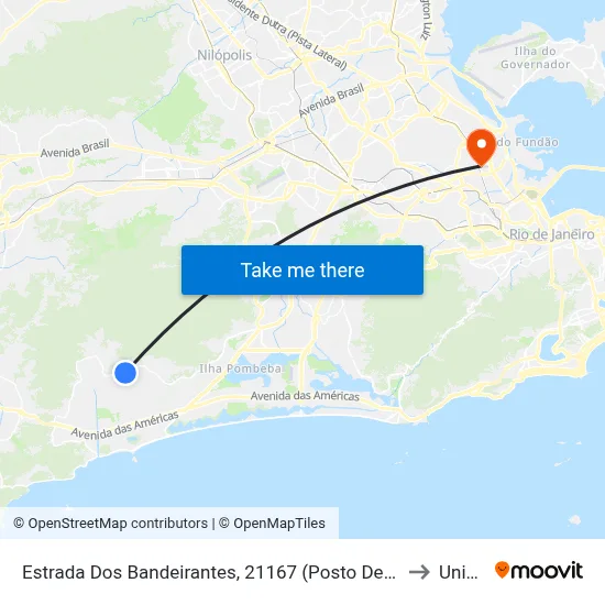 Estrada Dos Bandeirantes, 21167 (Posto De Saúde Cecilia Donnangelo) to Unisuam map