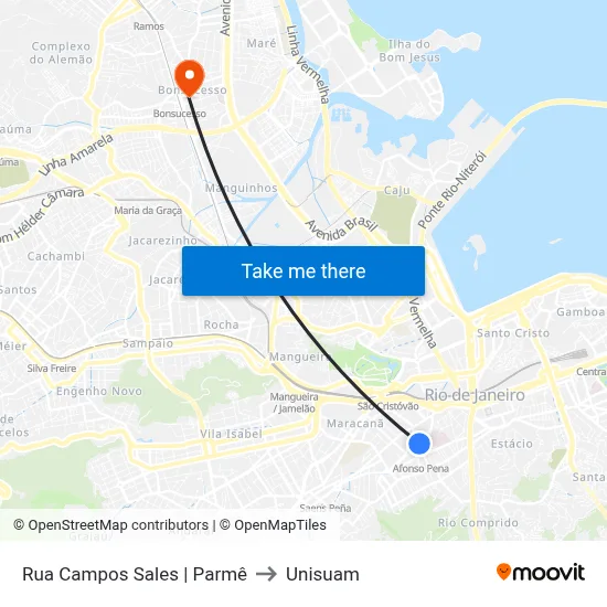 Rua Campos Sales | Parmê to Unisuam map