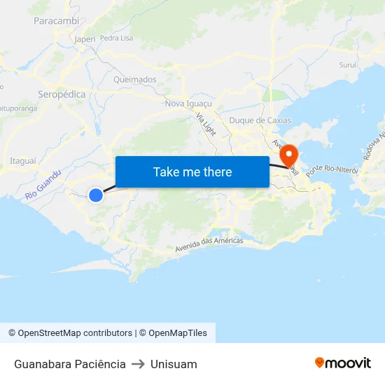 Guanabara Paciência to Unisuam map