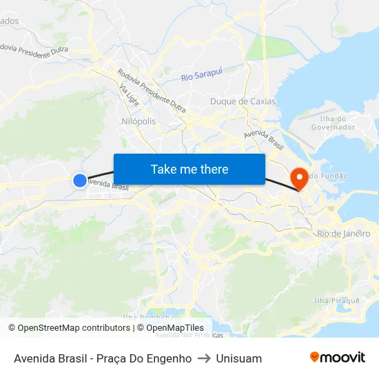 Avenida Brasil - Praça Do Engenho to Unisuam map