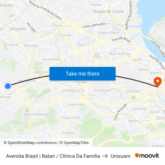 Avenida Brasil | Batan / Clínica Da Família to Unisuam map