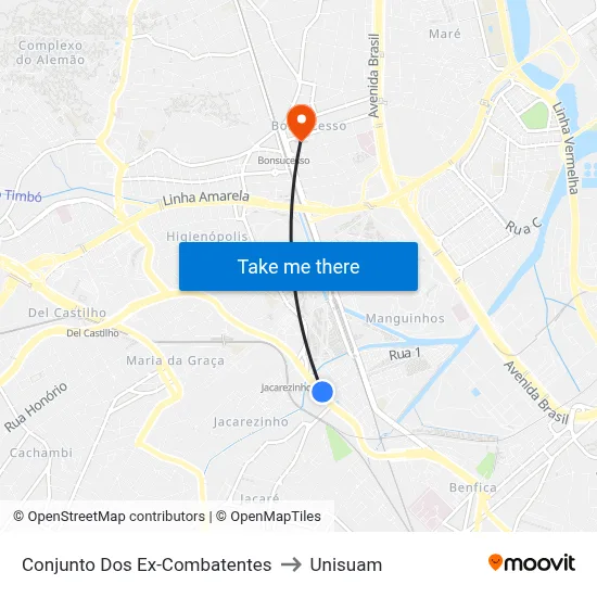 Conjunto Dos Ex-Combatentes to Unisuam map