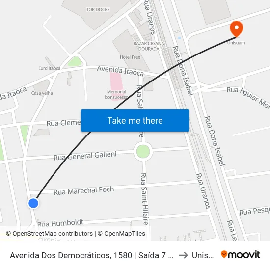 Avenida Dos Democráticos, 1580 | Saída 7 - Linha Amarela to Unisuam map