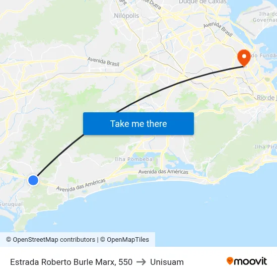Estrada Roberto Burle Marx, 550 to Unisuam map