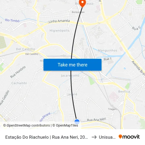 Estação Do Riachuelo | Rua Ana Neri, 2066 to Unisuam map
