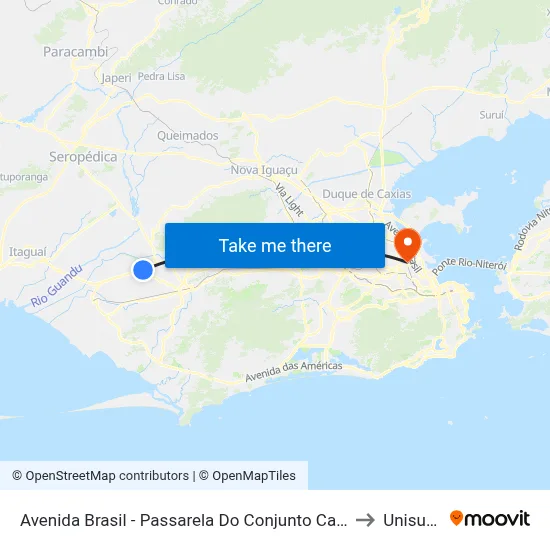 Avenida Brasil - Passarela Do Conjunto Campinho to Unisuam map