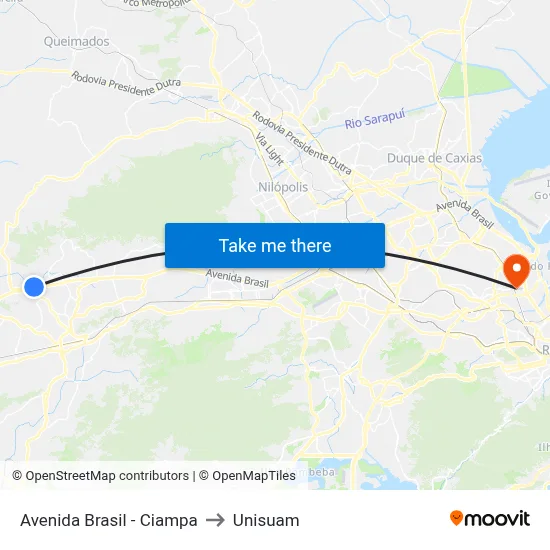 Avenida Brasil - Ciampa to Unisuam map