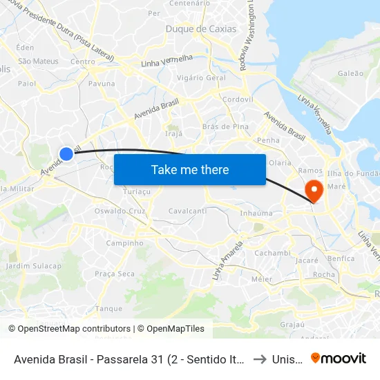 Avenida Brasil - Passarela 31 (2 - Sentido Itaguaí / Seropédica) to Unisuam map
