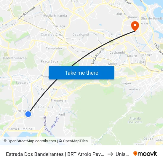 Estrada Dos Bandeirantes | BRT Arroio Pavuna | Atacadão to Unisuam map