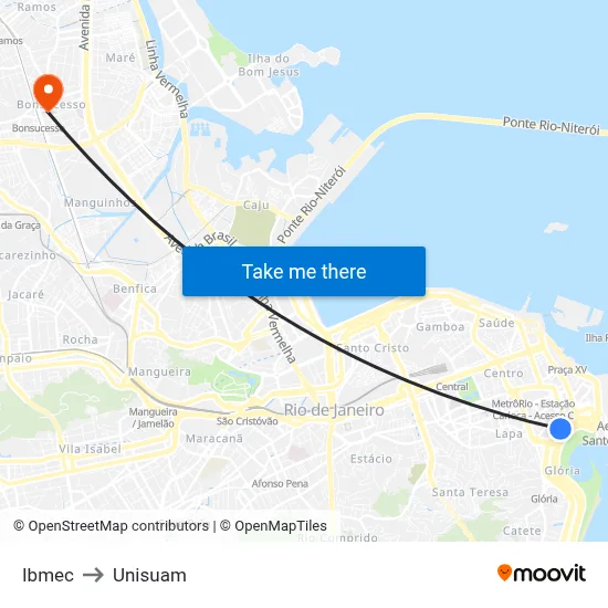 Ibmec to Unisuam map