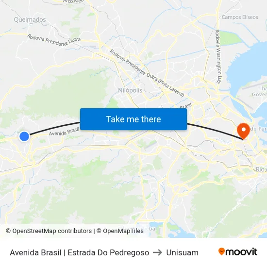 Avenida Brasil | Estrada Do Pedregoso to Unisuam map
